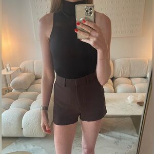 Aritzia High Waist Dark Brown Shorts